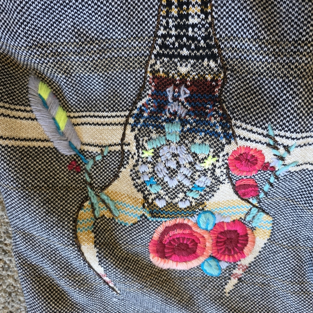 Free People Multicolor Striped Sweater with Embroidered Skull - Picture 7 of 9